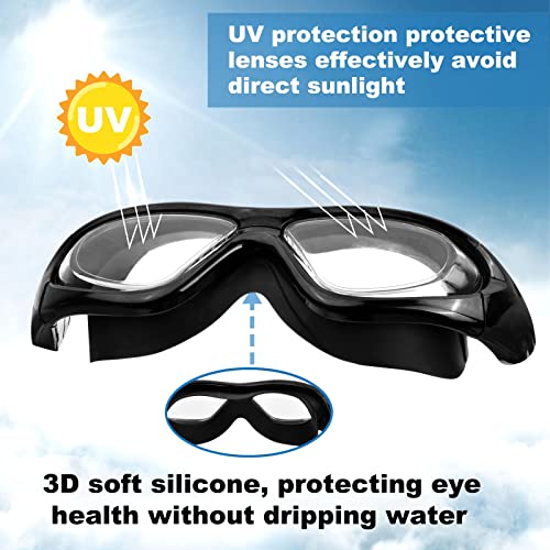 emperoch HD Large Frame Swimming Goggles Adult Adjustable Swimming Diving Goggles Anti-Fog Waterproof Swimming Goggles Set including Earplugs Adult Anti-Fog Anti-UV Diving Goggles(Black) - Image 4