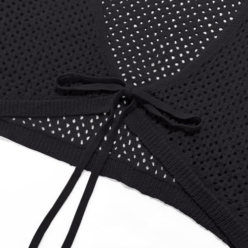 Women's Tie Front Cardigan Shrugs for Dresses Summer Lightweight Crop Top Knit Crochet Sweater Beach Cover Up3