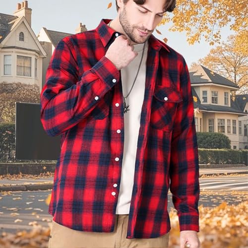 Button Down Plaid Shirts Men Casual Long Sleeve Preppy School Hoodies Fall Fashion Hoodies for Men Lightweight3