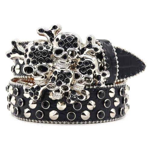 Ceinture gothique à paillettes et strass pour jeans style punk
