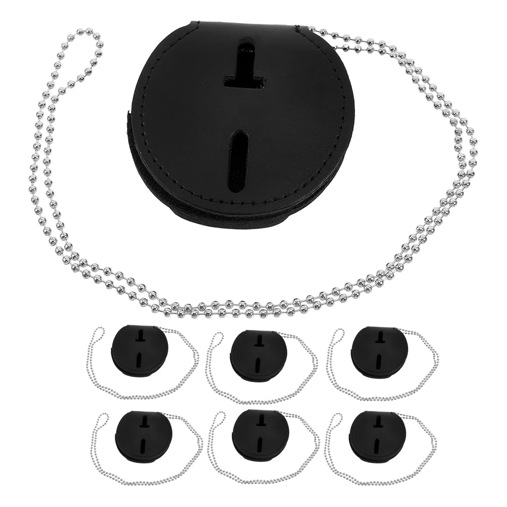 Porte-badge D’identification 7 Pièces en Pu Noir avec Clip