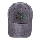 Vintage Washed Hat Sport Fishing Fish Logo Embroidery Cotton Dad Hats for Men & Women Buckle Closure Grey Design Only