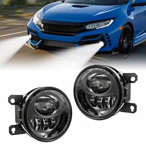 LED Fog Lights Assembly Compatible with 2013-2021 Honda Civic 2013-2015 Accord 2015-2020 Fit 2019-2020 HR-V DOT Approved for Honda Civic Sedan Coupe Hatchback Black 1 Pair