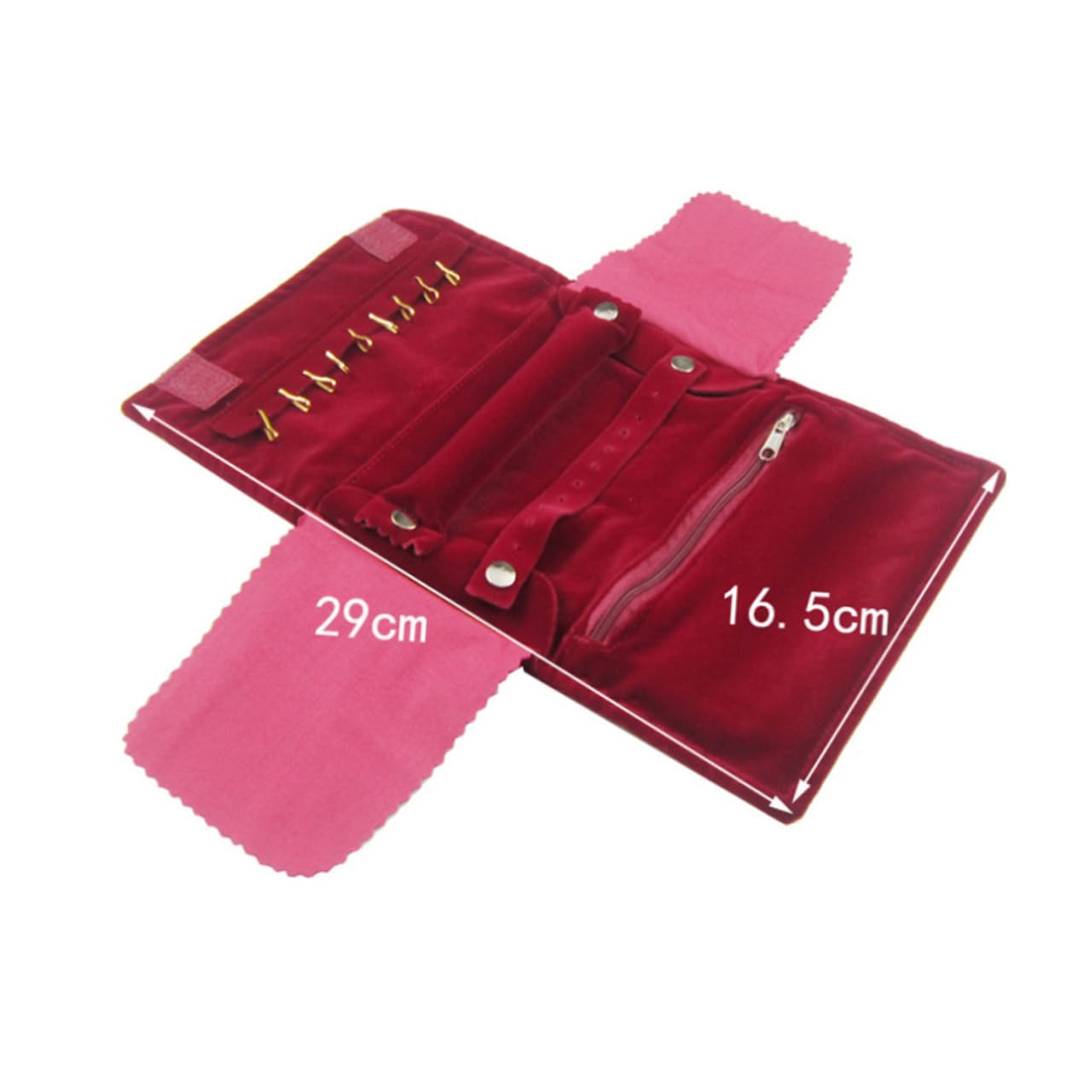 WOFASHPURET 1pc Multifunctional Jewelry Storage Roller Bag for Women Compact Organizer for Earrings Necklaces Bracelets Durable Pouch Red for Travel and Display