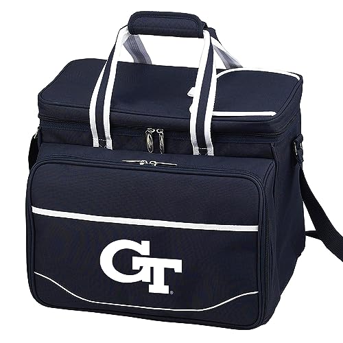 Georgia Tech Licensed Yellow Jackets Insulated Equipped Picnic Cooler for 4- Designed and Assembled in California