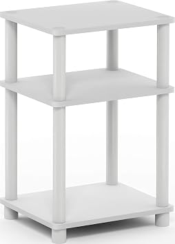 Furinno JUST Toolless 3-Tier Side Table, Open Shelf, WhiteEspresso | Reversible, Soft-Corner, End Table, Night Stand, Bedside Table, for Living Room, Bedroom, Bathroom