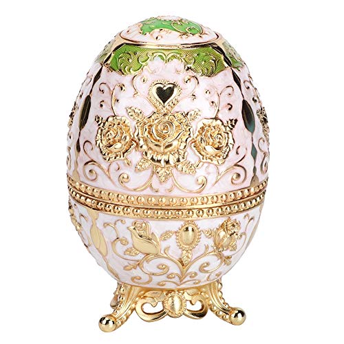 Fdit Automatic Rotating Press Toothpick Holder Box Dispenser 3D Carved Egg -shaped Organizer European Style Decoration for Home Kitchen Hotel (Gold+White)(Gold+White)