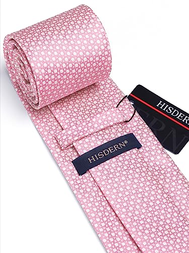 Image of HISDERN Mens Ties Plaid Tie and Pocket Square Set Classic Woven Formal Checkered Neckties & Handkerchief Wedding Party