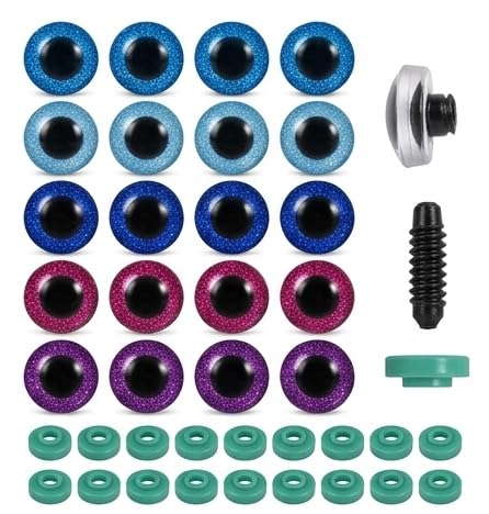 18mm Glitter Safety Eyes for Soft Toys, Amigurumi & Crochet Dolls | Sparkle Craft Eyes with Screw & Tub Washers | DIY Teddy Bear, Plush Toy, Doll Making & Handmade Crafts | 20 Pieces-image-15