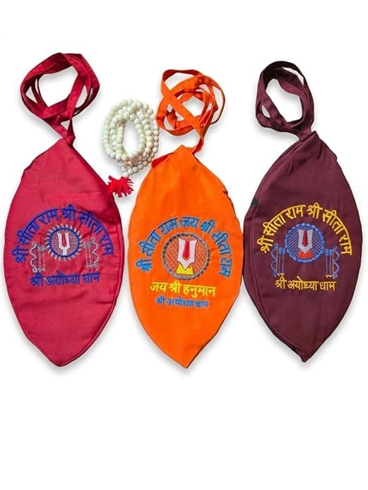 Jaap Jholi Mala Bag for Chanting | Shri Sita Ram Naam Jaap Potli | Cotton Embroidered Japa for Mala Meditation | Hindu Spiritual Prayer Bag-image-20