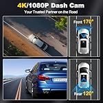 Dash Camera, 4K/1080p Dash Camera Front and Rear, Built-in 5GWiFi, Dash Cam with 64GB SD Card, Full HD 2.0” IPS Screen, for App Control, G-Sensor, Loop Recording, and Parking Mode - Image 5