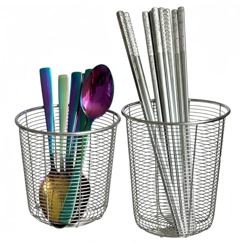 2-Pack Dishwasher Chopsticks Holders, 18/8 Dishwasher Mesh baskets for Silverware Washing, Drying, Utensils Cutlery Organizers for Small Items, Dishwasher Safe