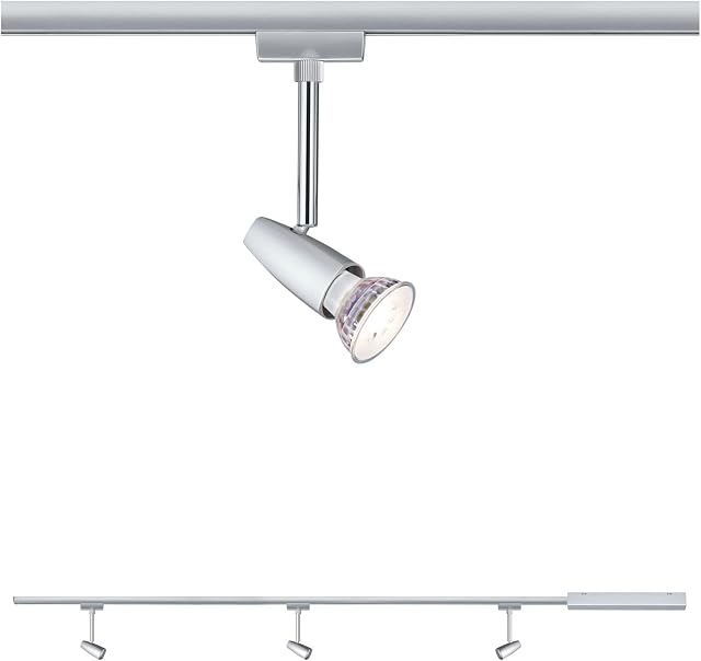 Paulmann 954.59 URail Set Barelli - Track Lighting Set w/ Power Supply, Line Connector, 1m Rail & 3 Spots - Modern Ceiling Rail Light Kit GU10 max 10W - Straight Bar Ceiling Spotlight Rail 230V Chrome