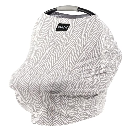 Image of Milk Snob Original 5-in-1 Cover - Added Privacy for Breastfeeding, Baby Car Seat, Carrier, Stroller, High Chair, Shopping Cart, Lounger Canopy - Newborn Essentials, Nursing Top, Herringbone