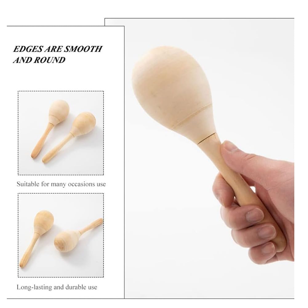 12 Piezas de Maracas de Madera Sin Terminar, Agitador de Rumba de Madera en, Sonajero Orff, Instrumento Musical de Percusión Manual