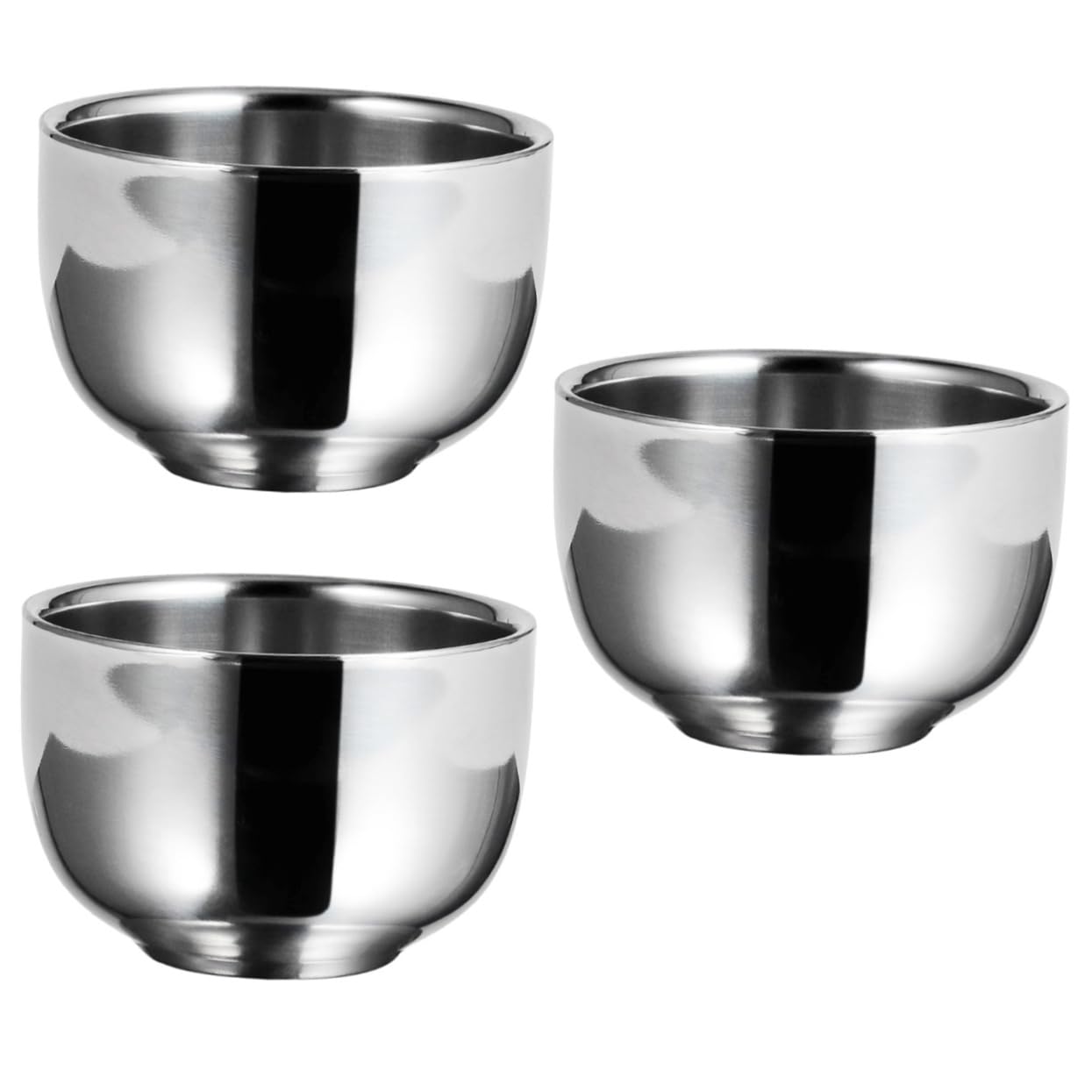 BELLIFFY 3 Pcs Stainless Steel Shaving Bowl Men's Shaving Soap Mug Bowl Practical Accessory