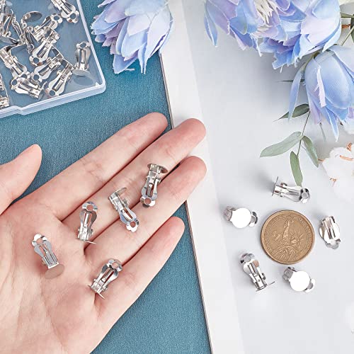 UNICRAFTALE About 100pcs 316 Stainless Steel Clip-on Earring Fibdings Tray 10mm Earring Settings Round Flat Back Tray Earring Clips Non-Pierced Earrings for DIY Earring Making - Image 2