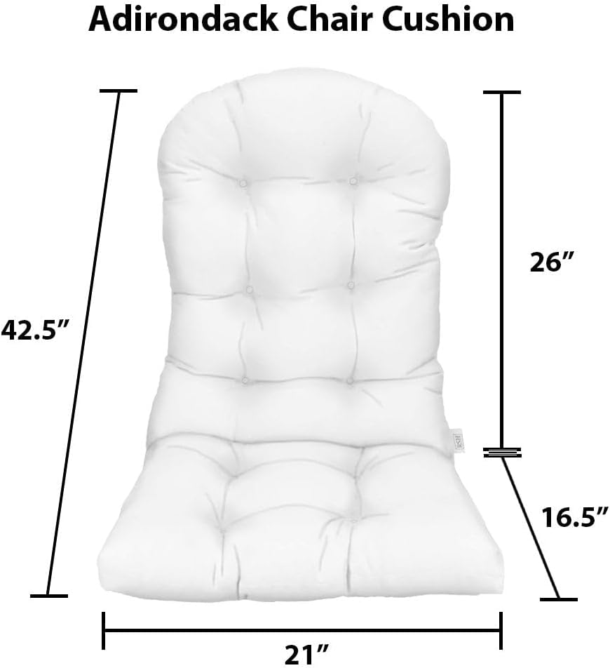 Tufted Adirondack Chair Cushion | 42.5"x 21"| All-Weather Spun Fabric | Water and Fade-Resistant | Outdoor Cushion for Patio Furniture | Black & White Stripe