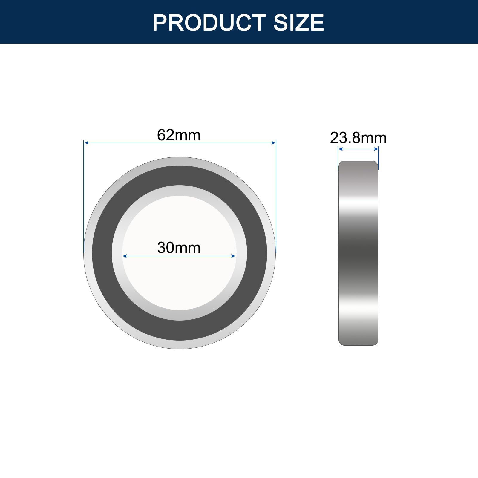 HiPicco 3206-2RS/5206-2RS Cuscinetti a contatto obliquo, ID 30 mm x OD 62 mm x larghezza 23,8 mm doppi cuscinetti a sfera sigillati in gomma, pre-lubrificati (GCr15) Acciaio cromato 2 pezzi