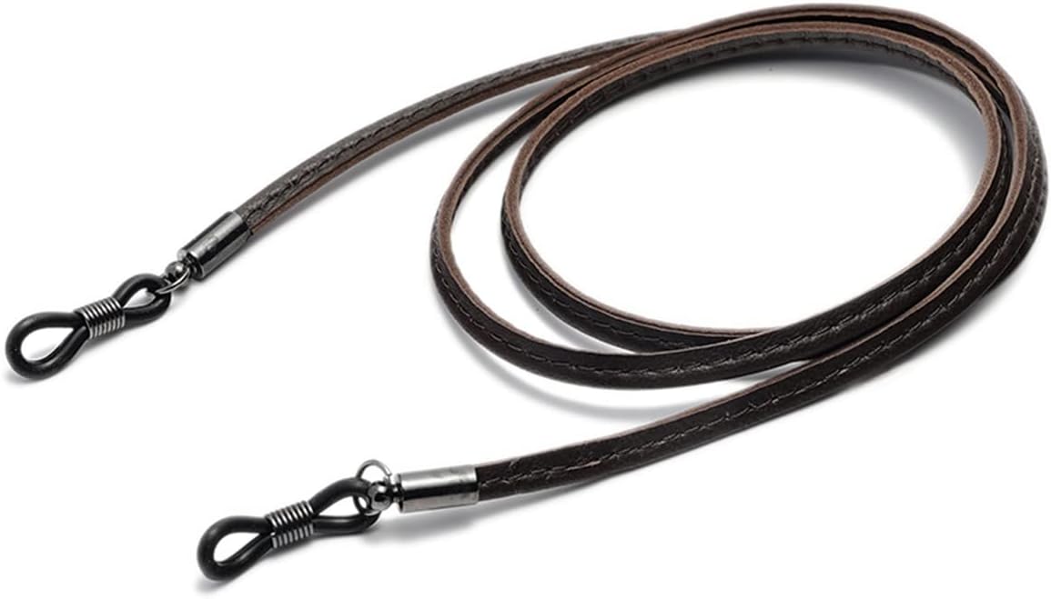 Leather Sunglasses Lanyard Strap Necklace Eyeglass Glasses Chain Cord Reading Glasses Strap Neck Cord Retainer (Color : Brown, Size : One Size)