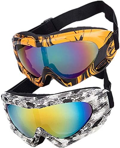 Dplus Motorcycle Goggles- Glasses Set of 2 -Dirt Bike ATV Motocross Anti-UV Adjustable Riding Offroad Protective Combat Tactical Military Goggles for Men Women Kids Youth Adult X500 (colorful)