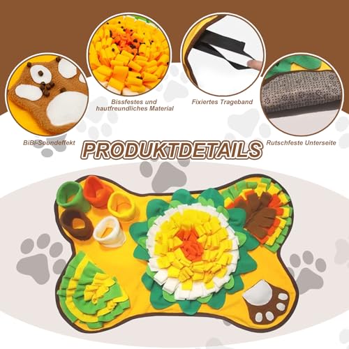 Schnüffelteppich für Hunde und Katzen - Knochenförmig, Futterschnüffel-Futtermatte, Welpen-Trainingsmatte, Waschbare Trainingsmatte 63 x 67CM, SchnüFfelteppich, Schnüffelspielzeug Hund für jeder Größe