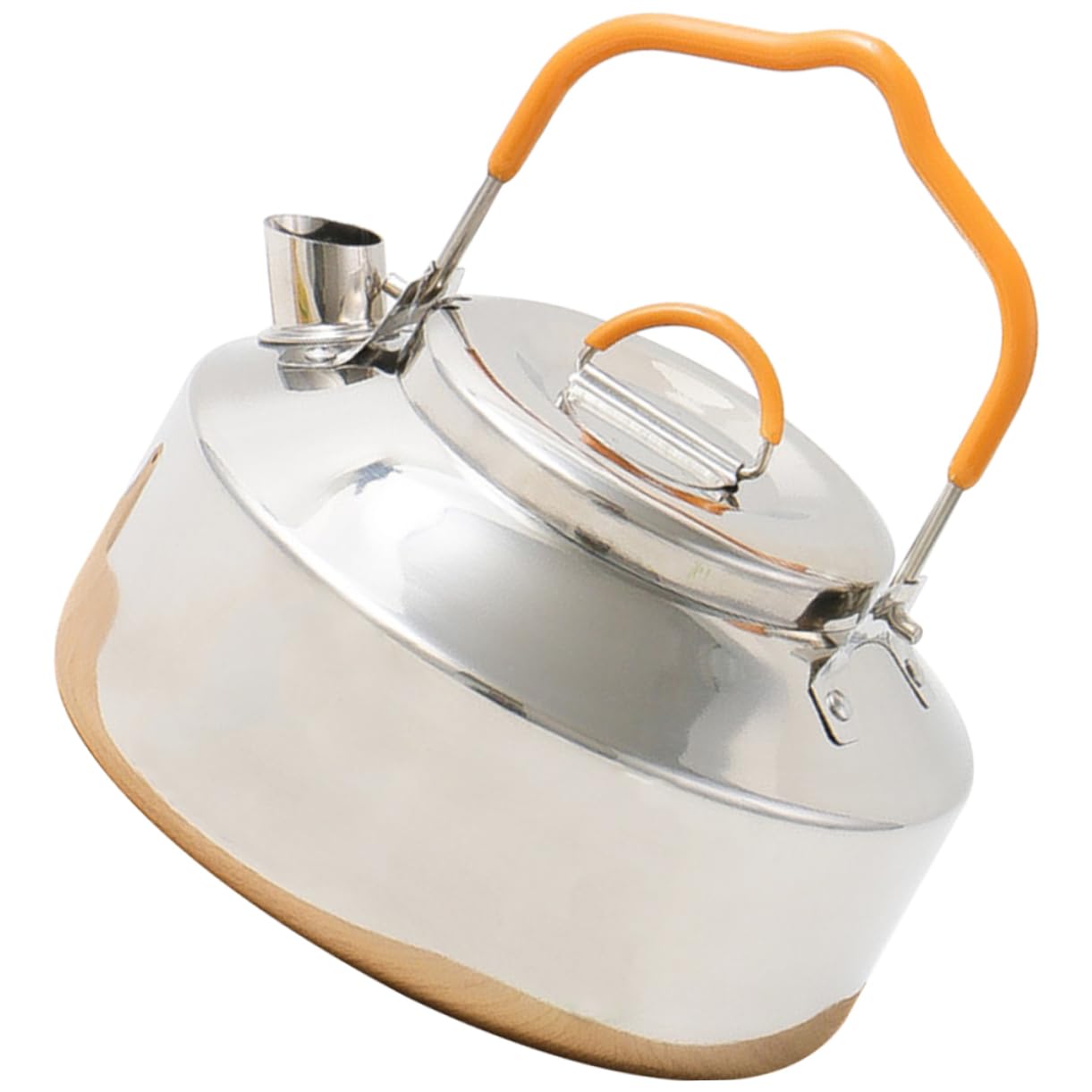 HEMOTON Outdoor Stainless Steel Water Kettle Lightweight Camping Teapot Ergonomic Handle for Hiking Picnics and Stovetop Use Whistling Design for Easy Pouring
