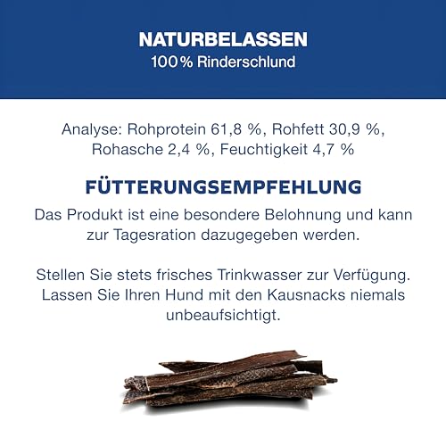 Tiernahrung Schwenner Rinderdörrfleisch für Hunde - 30 cm leckere Kaustangen für Hunde aus Trockenfleisch 1000g