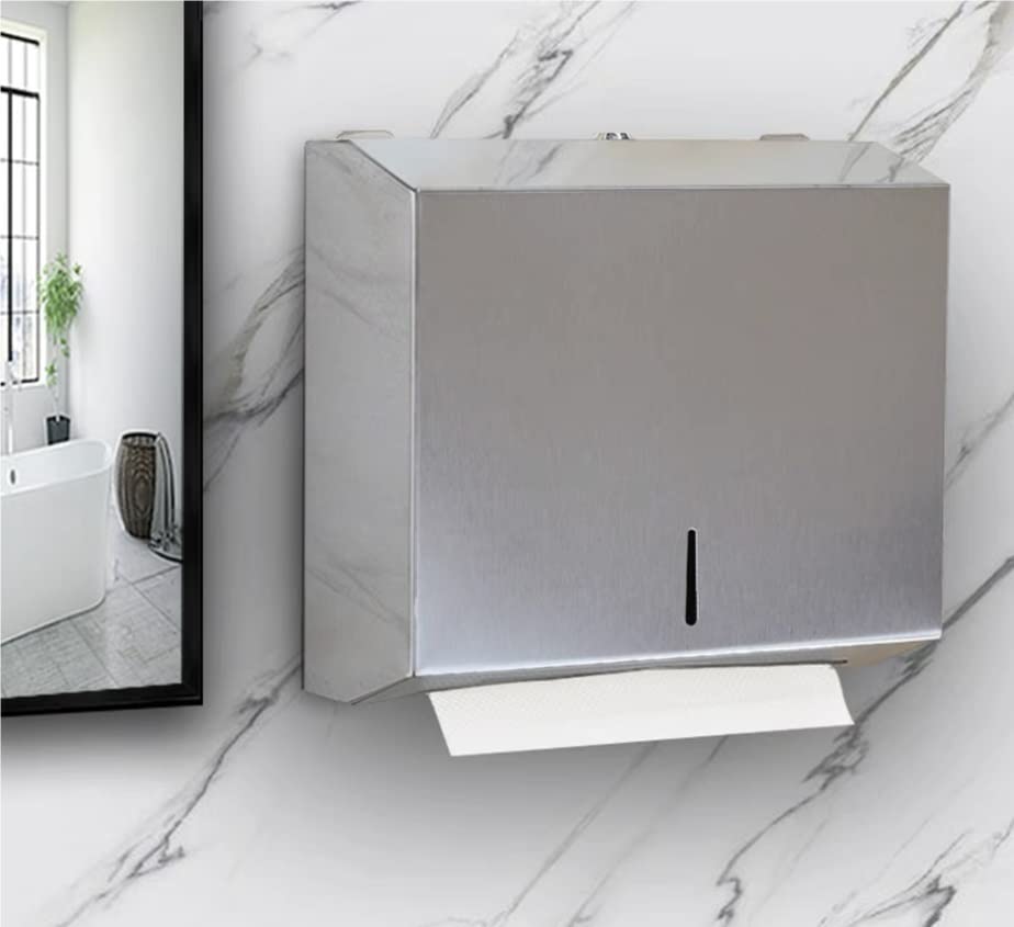 Porta Carta igienica da Parete di Grande capacità - Distributore di fazzoletti in Acciaio Inossidabile Nero/Cromo, Accessori da Bagno Moderni, portasciugamani di Carta salvaspazio