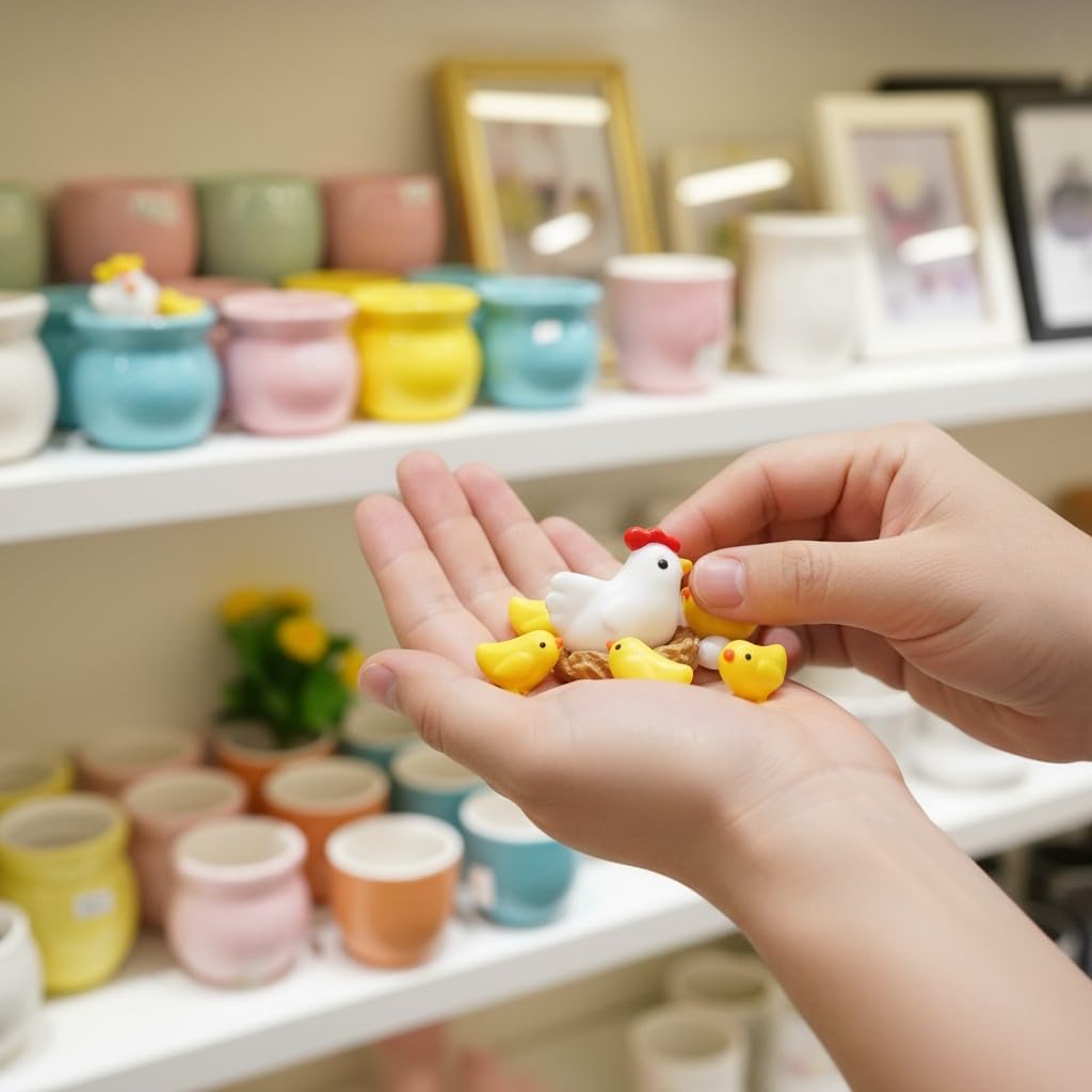 Mini Resin Hen Family for Fairy Gardens -2