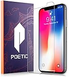 iPhone X Screen Protector, Poetic [Full Coverage][HD Clear][Case Friendly][Anti-Fingerprint] Premium Edge-to-Edge Tempered Glass Screen Protector for Apple iPhone X (2017) (Clear)