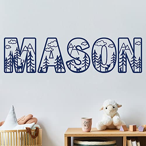 Vinilo decorativo nombre personalizado animales bosque miniatura 7