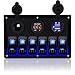 DCFlat Waterproof 6 Gang Toggle Rocker Switch Panel Car Marine Boat Circuit LED Breaker Voltmeter (6 Gang Plastic panel)