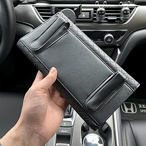 Image of Car Sun Visor Tissue Paper Box Case Auto Interior Decoration Accessories Holder PU Leather Tissue Box for Car /Truck (Cream)