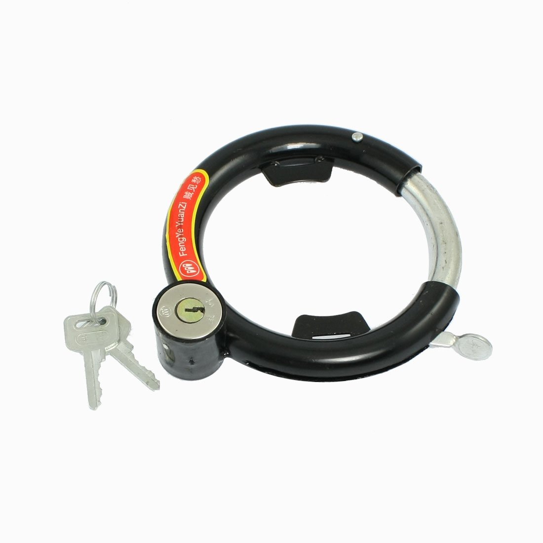 Aexit Black Silver Tone O Shaped Security Bicycle Lock w 2 Keys (b103ba8adff2b8a6756e50f34b560621)