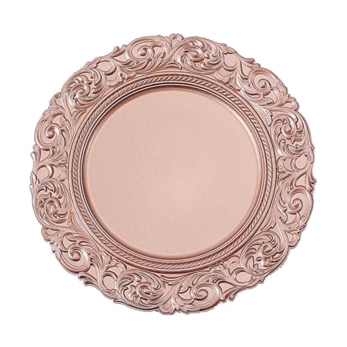 Platos decorativos desechables rosado oro 14" x12 miniatura 6