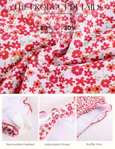 Hanna Nikole Women High Waisted Bikini Sets Ruffle 2 Piece Bathing Suit 2026 Sexy Retro Swimsuits Beachwear Red Floral S — view 6
