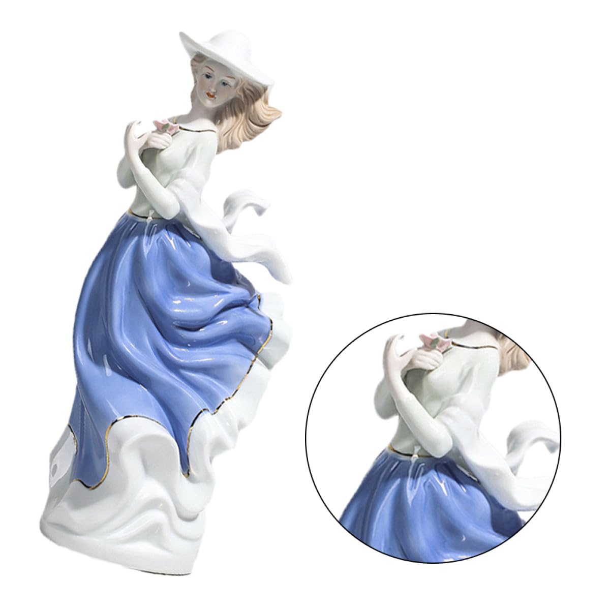 Homoyoyo Figura de Cerámica Azul Estilo Europeo para Decoración de Escritorio, Artesanía Hecha a Mano Diseño Único para Adornar el Hogar