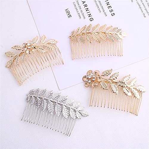 Samlbale 4 Pcs Gold Hair Comb For Women Decoratives, Leaf Hair Combs Hair Accessories For Women Bridesmaid Wedding Hair Accessories Gold #TOP1