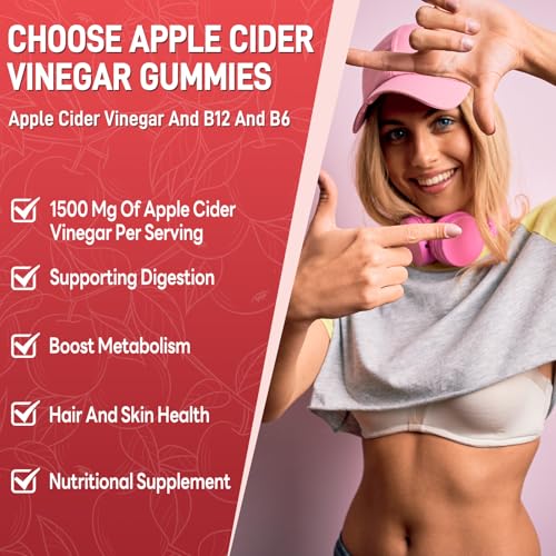Keto Apple Cider Vinegar Gummies, Keto ACV Gummy Diet Supplement, Advanced 1500mg ACV Gummies with Folate, B12、B6 and Keto Support for Women Men, Gelatin- Free, Vegan & Non-GMO (Multi-Flavor)