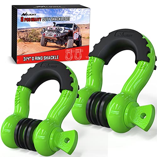 Image of Nilight 2 Pack 3 /4 inch D-Ring Shackle with 7 /8 inch Screw Pin 41,887lbs Break Strength, Heavy Duty Off Road Recovery with Isolators Washers for Use with Tow Strap, Winch, Off-Road Jeep Truck Vehicle