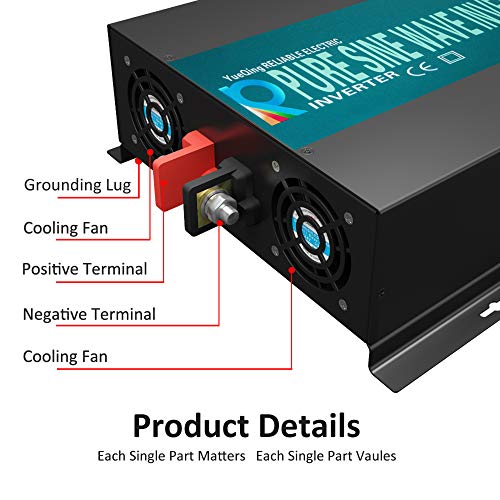 WZRELB 3000watt Pure Sine Wave Inverter 12V DC to 120V AC 60HZ with LED Display Car Inverter Generator (RBP300012B1)