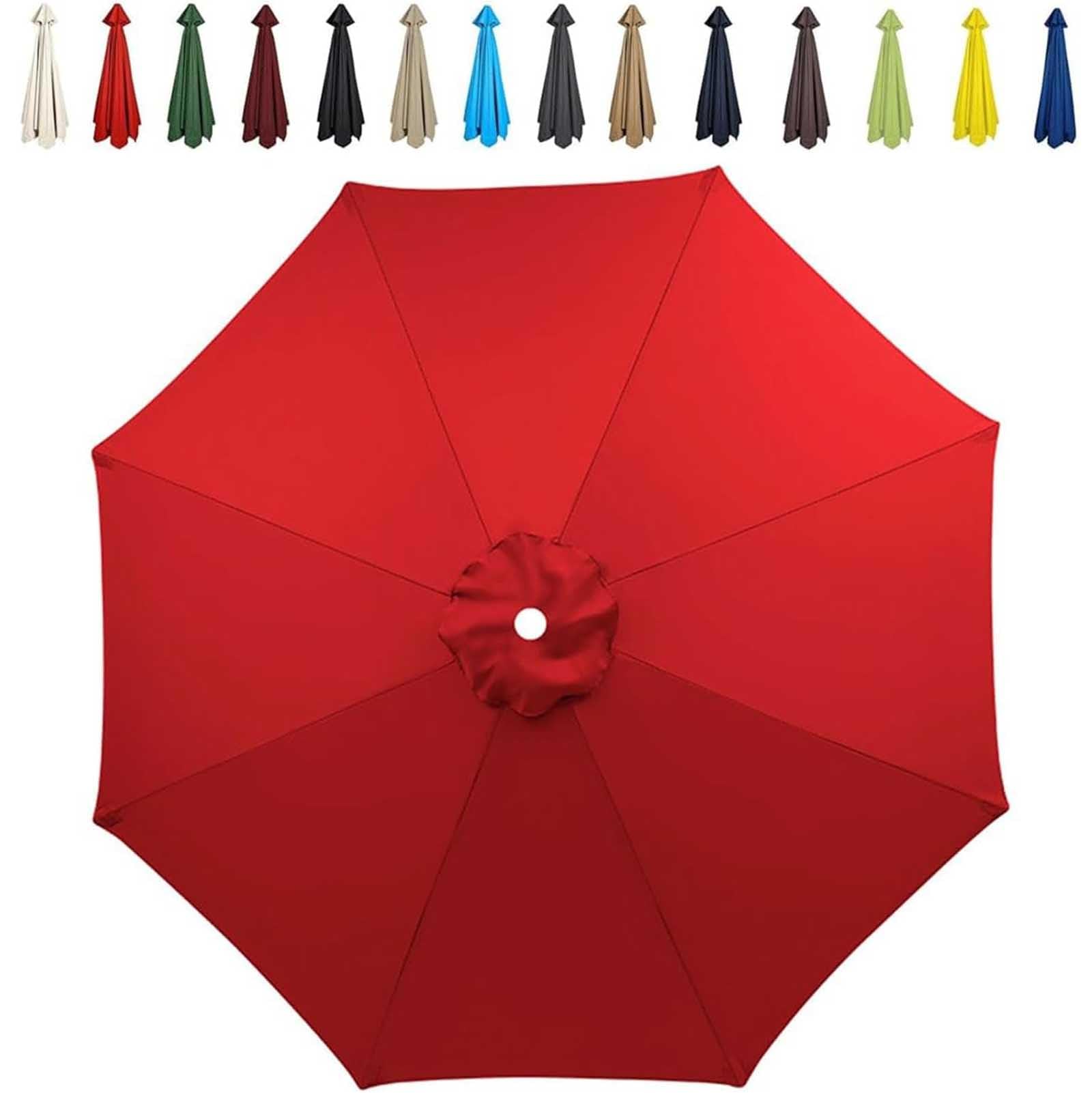 Replacement Fabric Garden Parasol Canopy Cover Polyester Parasol Canopy For 6 Arms 8 Arms Sun Umbrella Replacement Cloth Water Resistant UV Protection Canopy Only,Bright Red,300cm (6Rib)