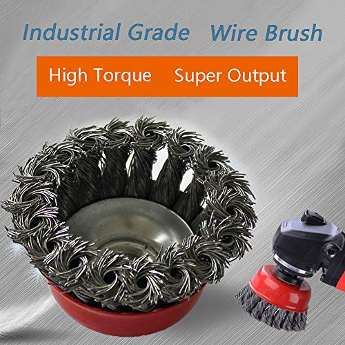 Image of 3 inch Heavy-Duty Knotted Twisted Bowl Brush, Cup Power Brush, Flat Head Set Angle Grinder Rust Paint Wire Brush, Center Hole Diameter 0.6 inch, 3 Pcs