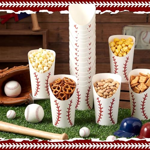 100 vasos desechables papel 12 oz béisbol miniatura 5