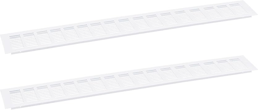 uxcell Air Vents Cover, 2Pcs 700 x 100mm - Aluminum Alloy Mesh Air Return Vent Cover, Rectangle Louvered Ventilation Grille for Shoe Cabinet Wardrobe White