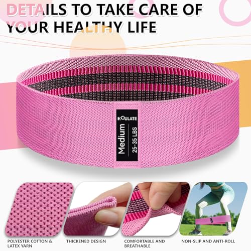 Image of Exercise Bands, 3 Levels Fabric Resistance Bands for Working Out, Workout Bands Resistance for Women & Men, Multi-Colored Fabric Booty Bands for Leg Strength Training, Rehab, Yoga