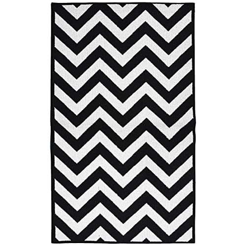 Garland Rug Chevron Area Rug, 5 by 7-Feet, Large, Black/White
