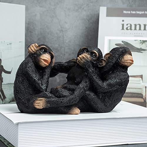 Qiansheng 3 Wise Monkeys Statue See No Evil Hear No Evil Speak No Evil Resin Monkey Figurines Three Truths Of Man Sculptures Home Office Desktop Ornaments Bookshelf Decoration #TOP3