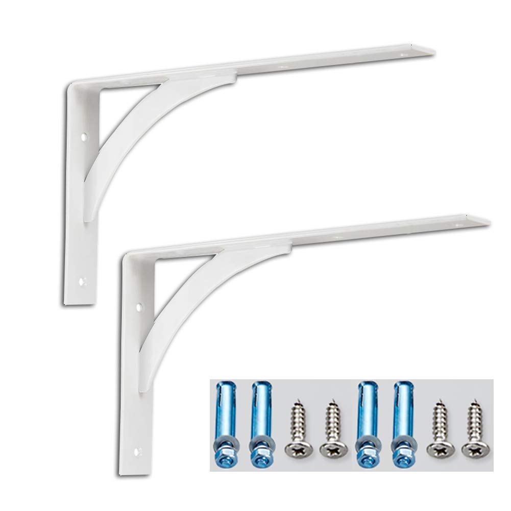 YFSS Wall Mounted Shelve Brackets,Triangle Shelf Bracket,Heavy Duty Solid Bench Table Support, Cold Rolled Steel,Bearing Weight 250kg(2pcs,with Screws)